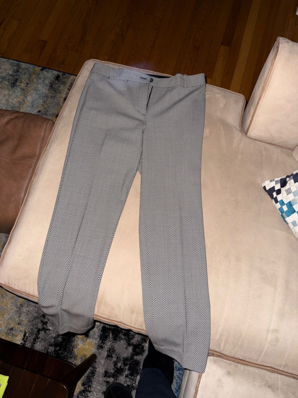 Talbots Black Dress Pants with Grey Houndstooth Trim